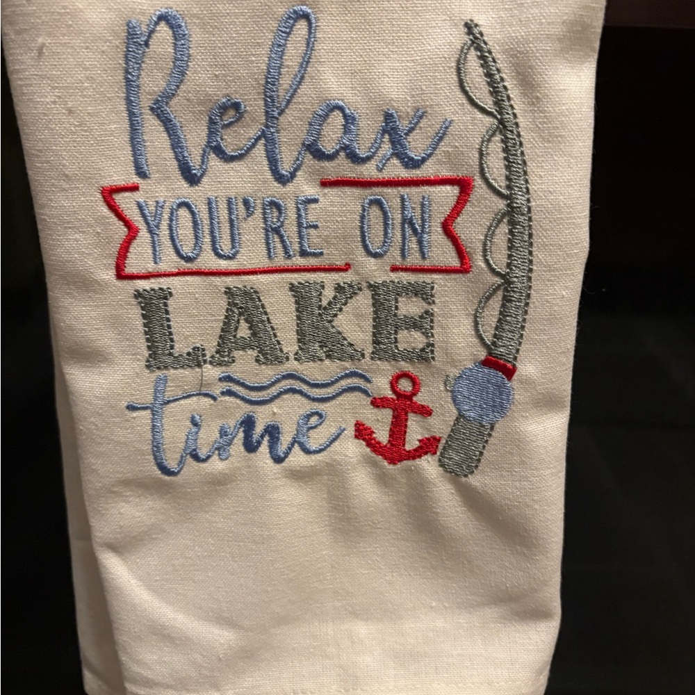 White and Red Nautical Kitchen Linen Towel